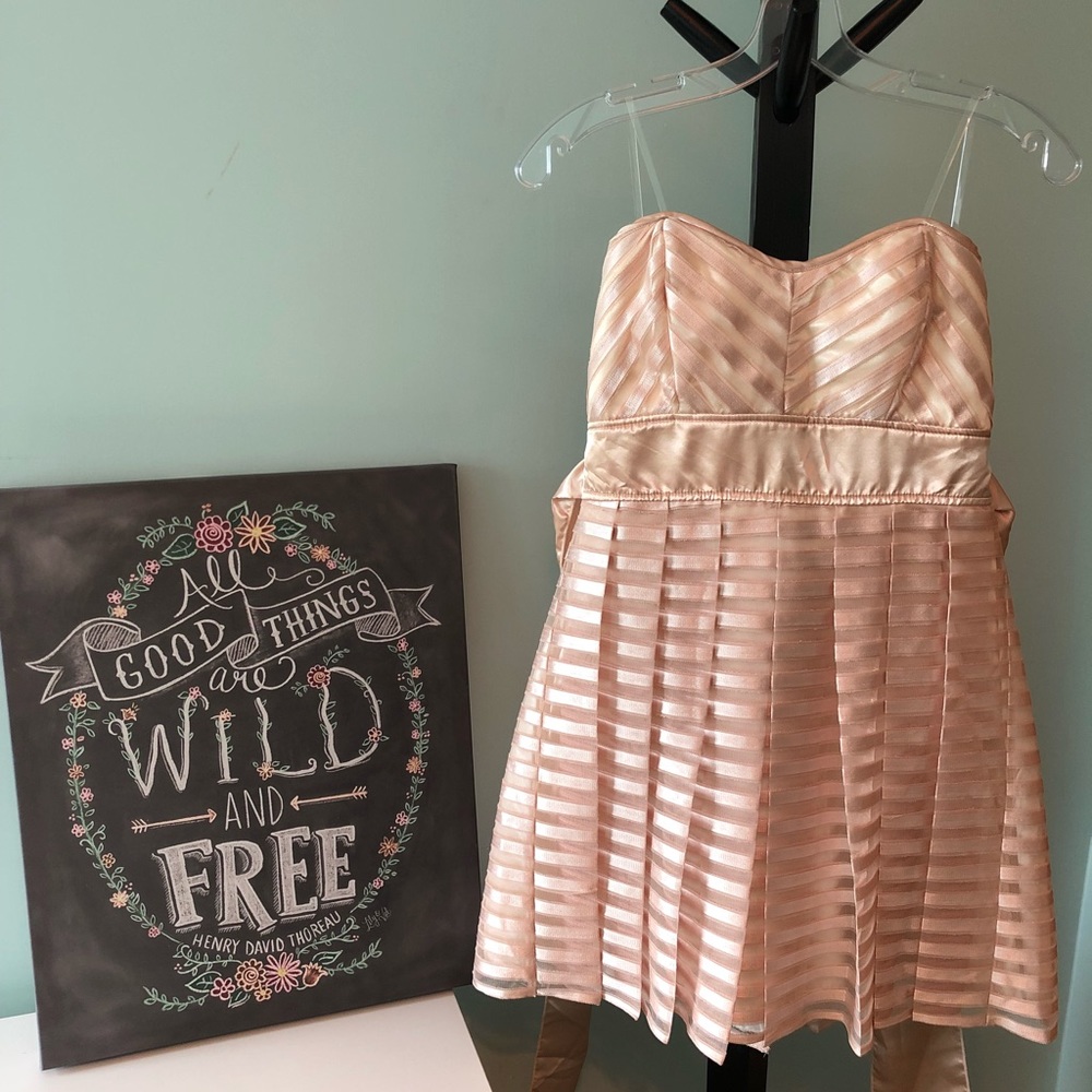 Trixxi nude tan stripe dress juniors size 9